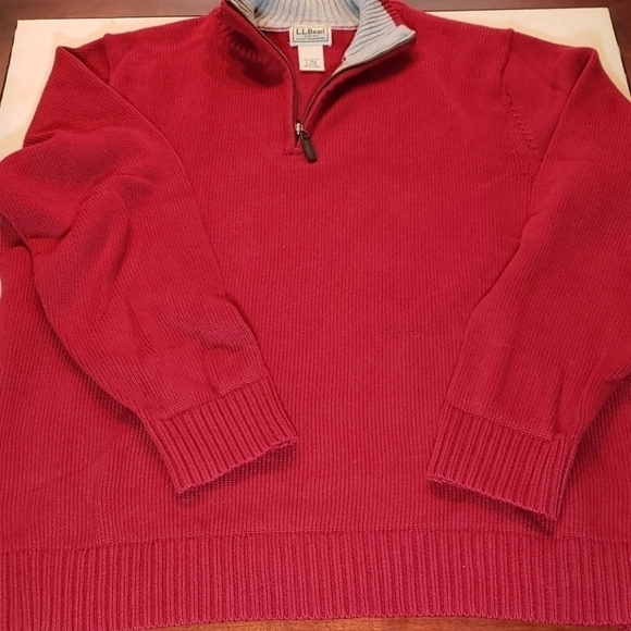 L.L. Bean 1/4 Zip 100% Cotton Sweater L-Reg EUC - Picture 6 of 12